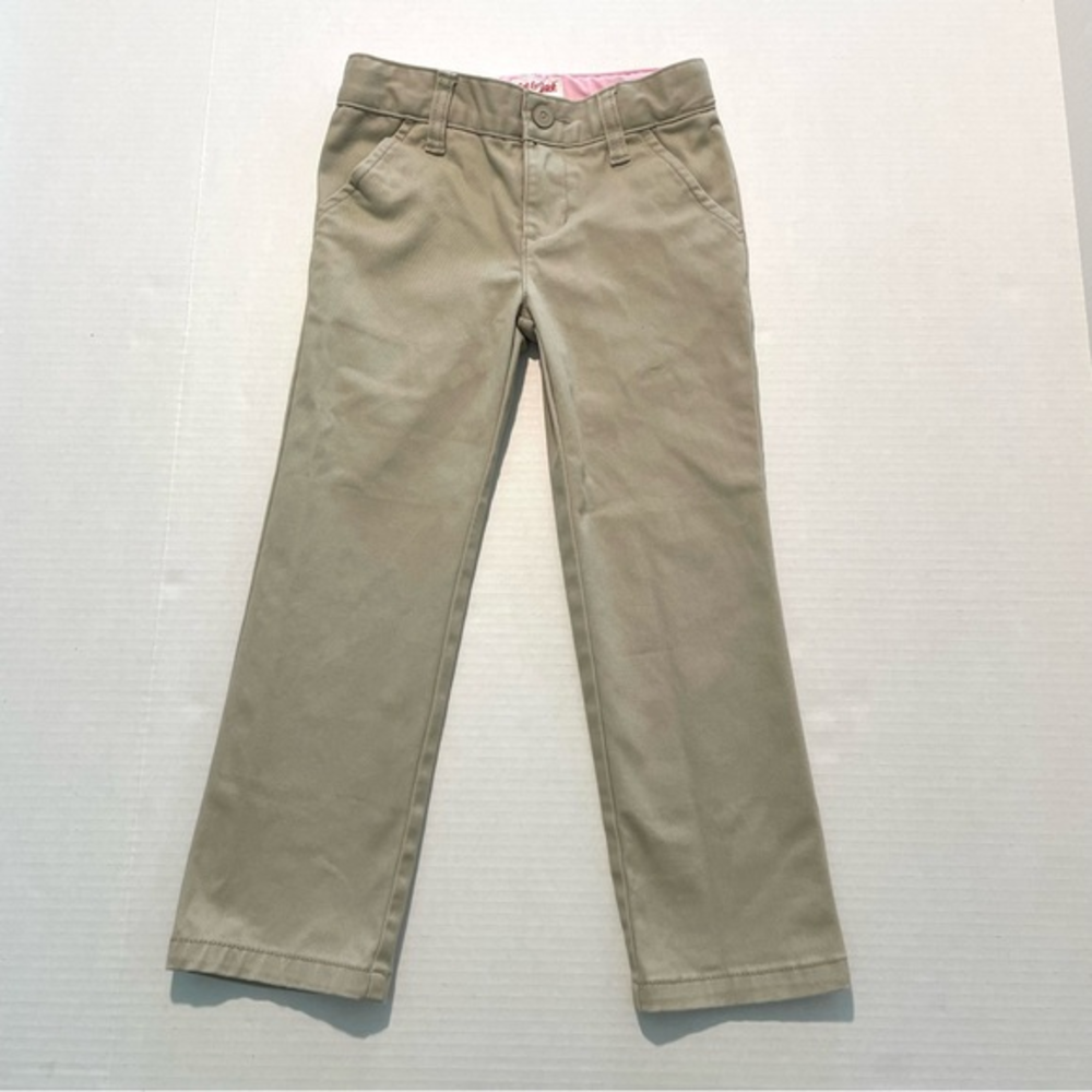 Cat & Jack School Uniform Khaki Pants Adjustable Waist Girl Sz 4